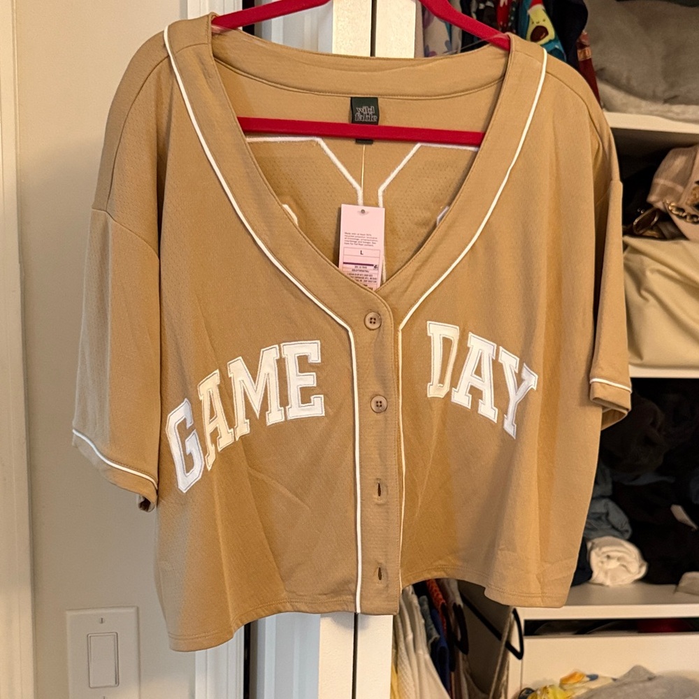 Wild Fable Tan Game Day Button-Up Top
